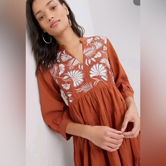 Anthropologie Small Samant Chauhan Apolline Embroidered Tunic Dress - Picture 3 of 8